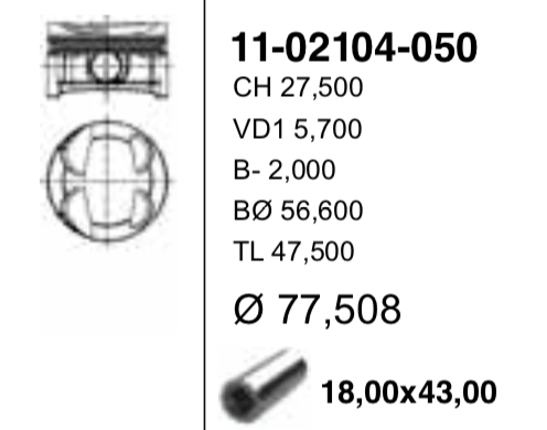 11-02104-050 YENMAK Поршень ДВС