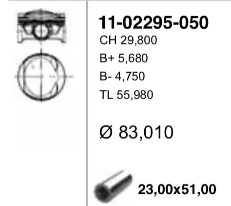 11-02295-050 YENMAK Поршень ДВС без колец