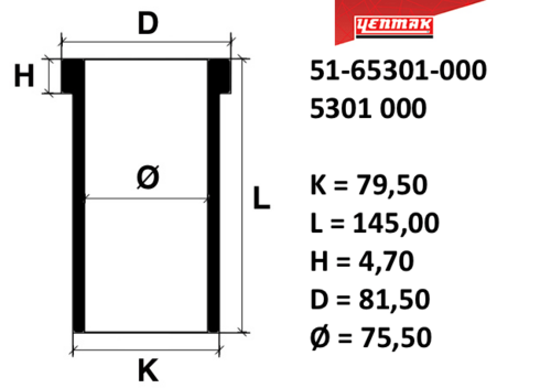 51-65301-000 YENMAK Гильза цилиндра