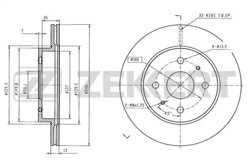 Bs-6592 диск тормозной перед. daihatsu sirion ii 05- cuore vii 07- ZEKKERT BS-6592