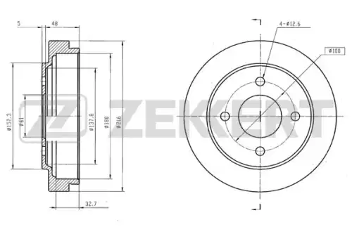 Тормозной барабан ZEKKERT BS5572