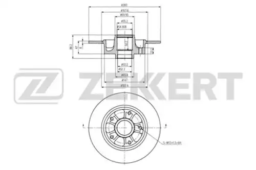 Диск торм. зад. renault megane iii 08- zekkert ZEKKERT BS5877