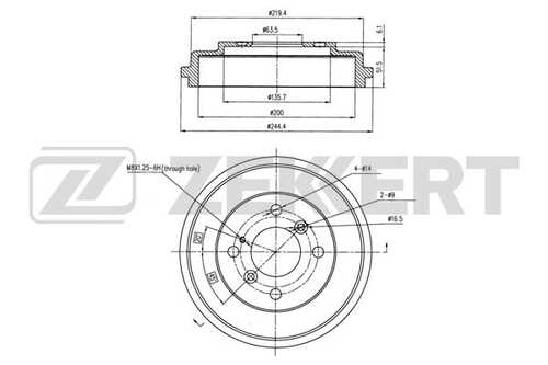Bs6226 барабан торм. зад. ford fiesta vi 08- ZEKKERT BS6226