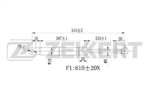 Амортизатор крышки багажника ZEKKERT GF-1167