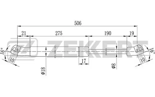 Амортизатор крышки багажника ZEKKERT GF1341
