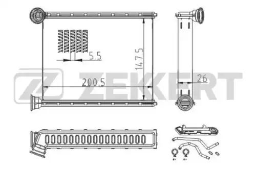 Mk-5138 радиатор отопителя mb gl-class (x166) 12- gle (w166 c292) 15- gls (x166) 15- m-class (w166) ZEKKERT MK-5138