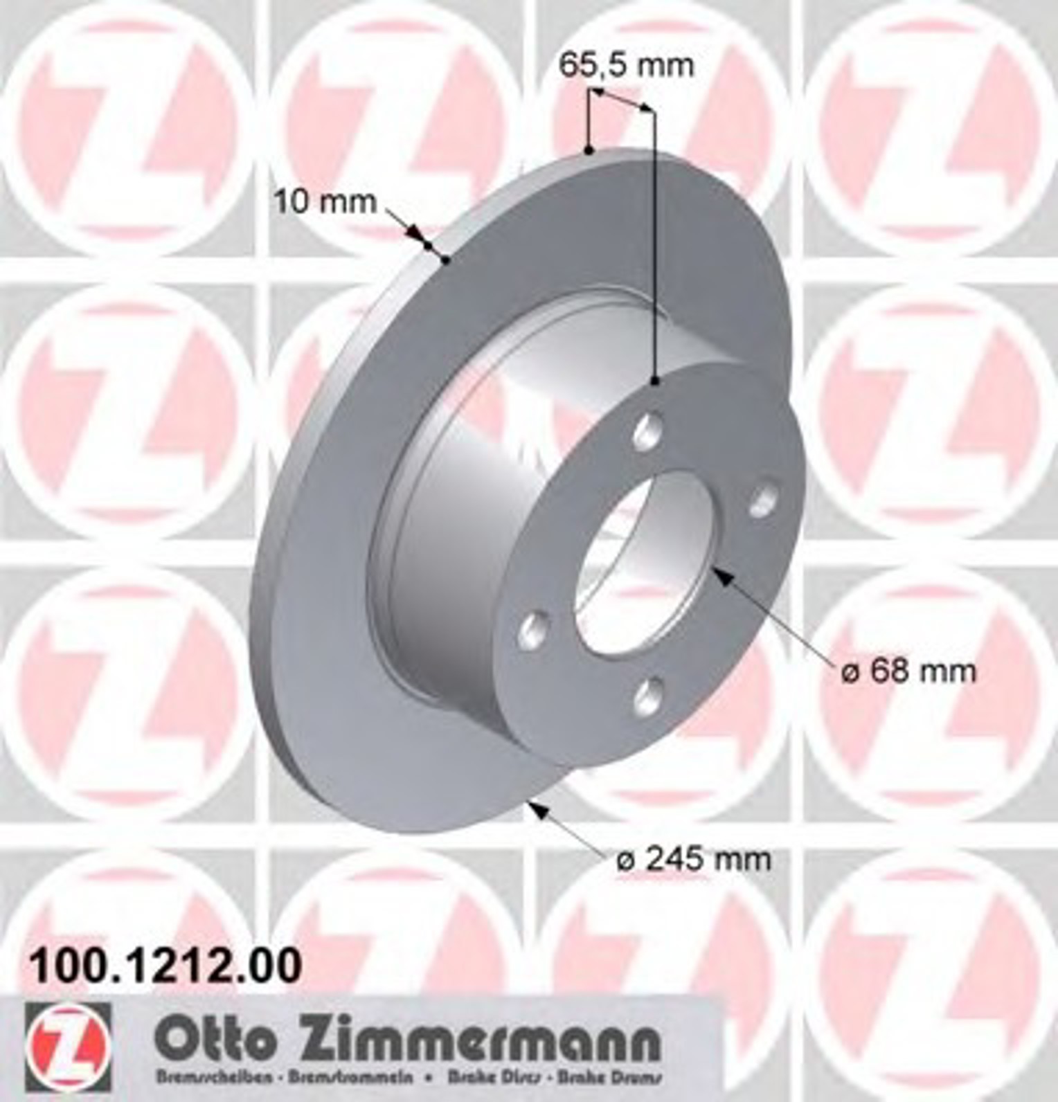 100.1212.00 ZIMMERMANN Диск тормозной