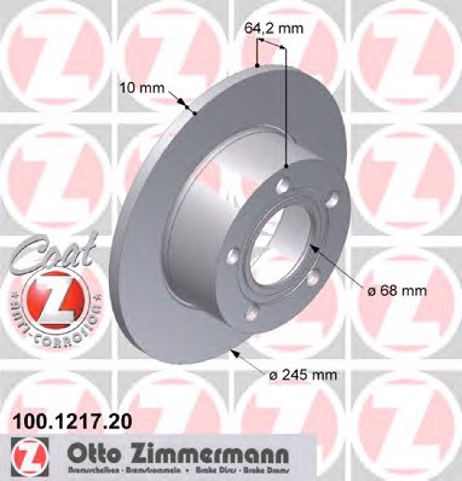 100.1217.20 ZIMMERMANN тормозные диски