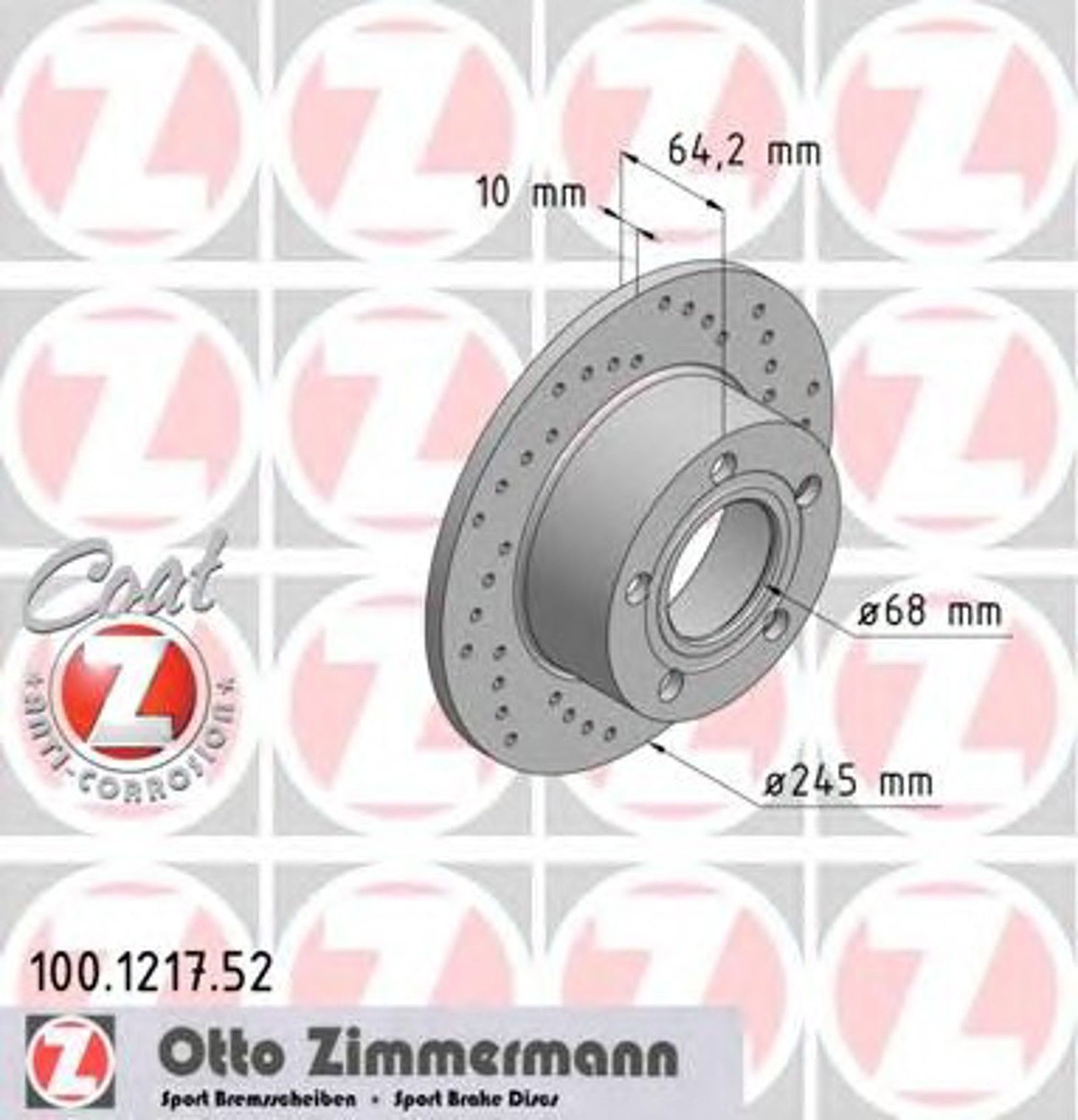 Диск тормозной ZIMMERMANN 100.1217.52