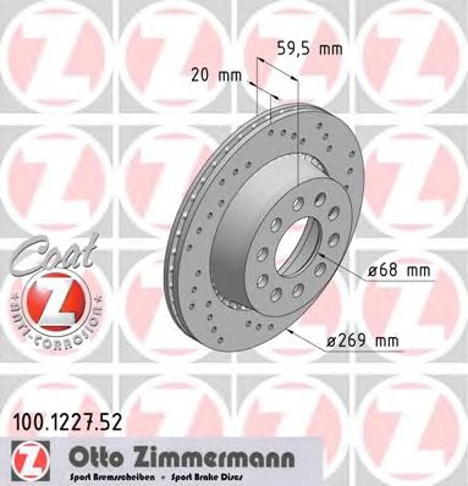 Диск тормозной ZIMMERMANN 100.1227.52