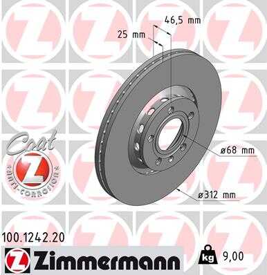 100.1242.20 ZIMMERMANN тормозные диски