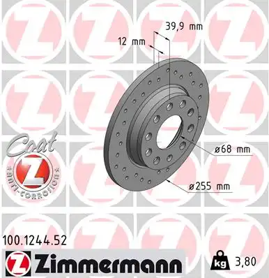 тормозные диски ZIMMERMANN 100.1244.52