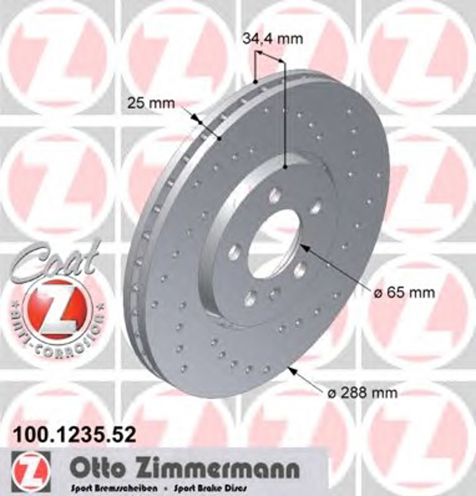 Диск тормозной ZIMMERMANN 100.1247.52