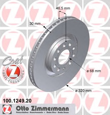 100.1249.20 ZIMMERMANN Тормозные диски