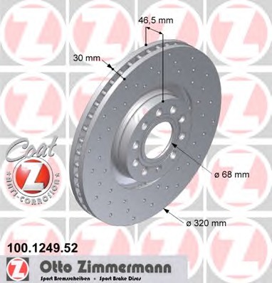 Тормозные диски ZIMMERMANN 100.1249.52