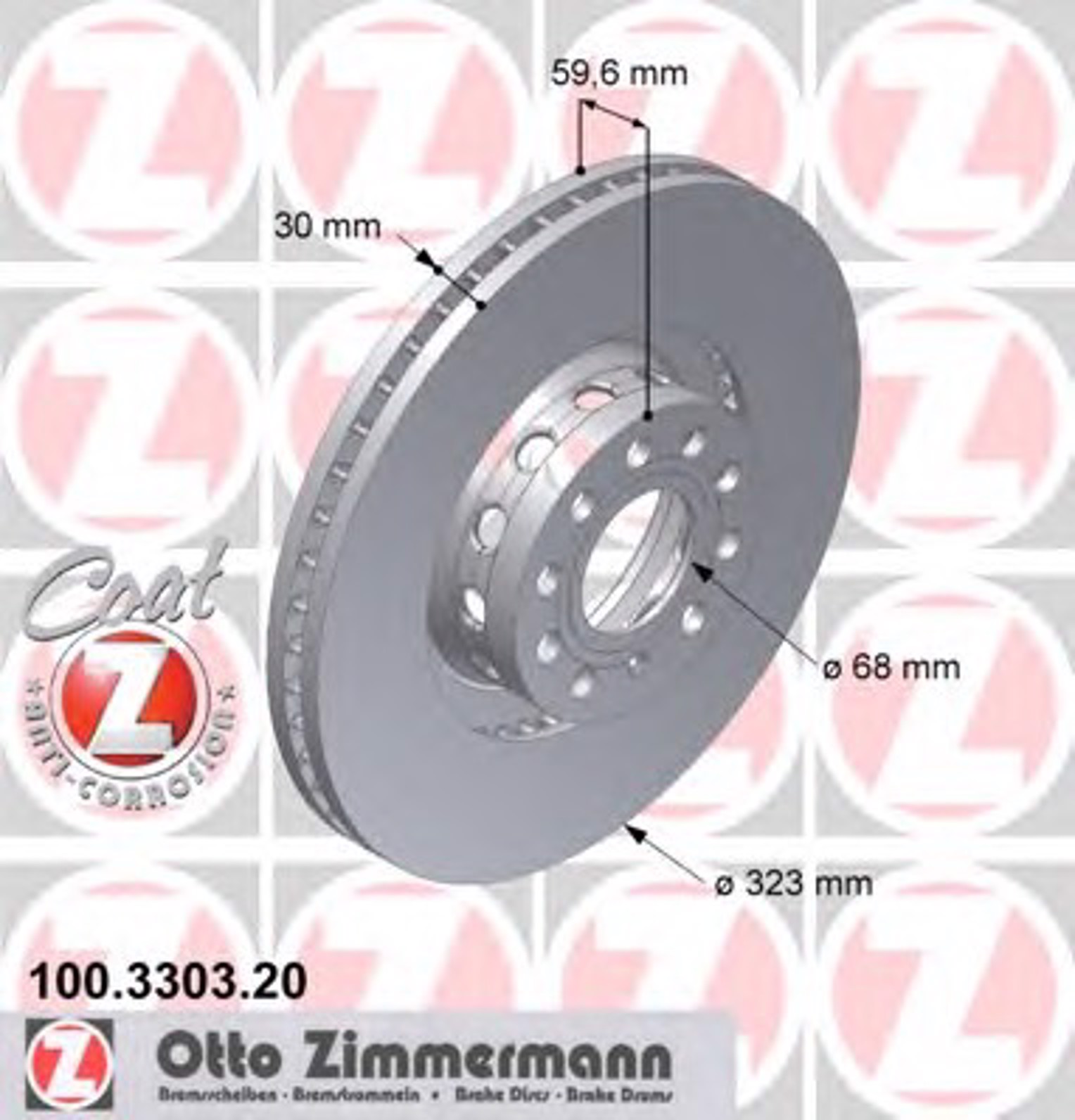 100.3303.20 ZIMMERMANN тормозные диски