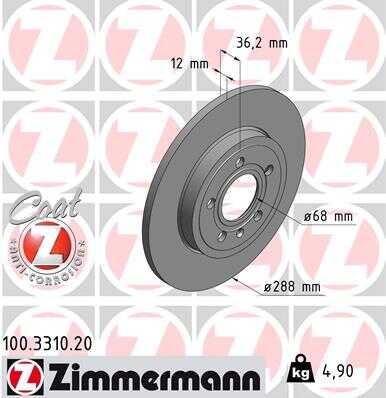 100.3310.20 ZIMMERMANN тормозные диски