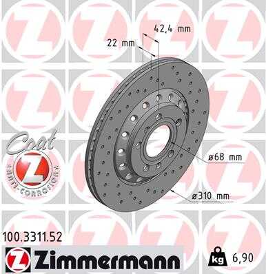 Тормозные диски ZIMMERMANN 100.3311.52