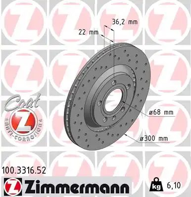 тормозные диски ZIMMERMANN 100.3316.52