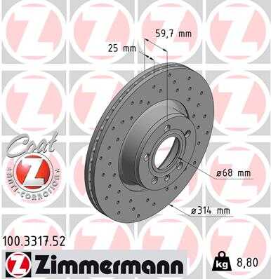 тормозные диски ZIMMERMANN 100.3317.52