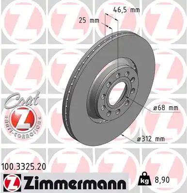 100.3325.20 ZIMMERMANN тормозные диски