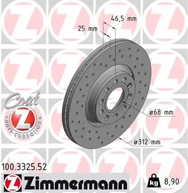 100.3325.52 ZIMMERMANN тормозные диски