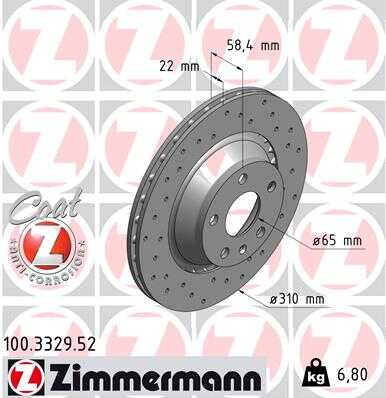 Тормозные диски ZIMMERMANN 100.3329.52