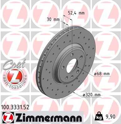 100.3331.52 ZIMMERMANN тормозные диски