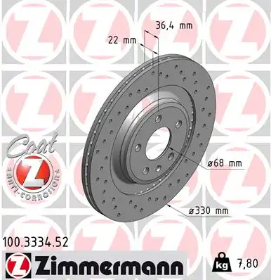 Тормозные диски ZIMMERMANN 100.3334.52