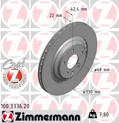 100.3336.20 ZIMMERMANN тормозные диски