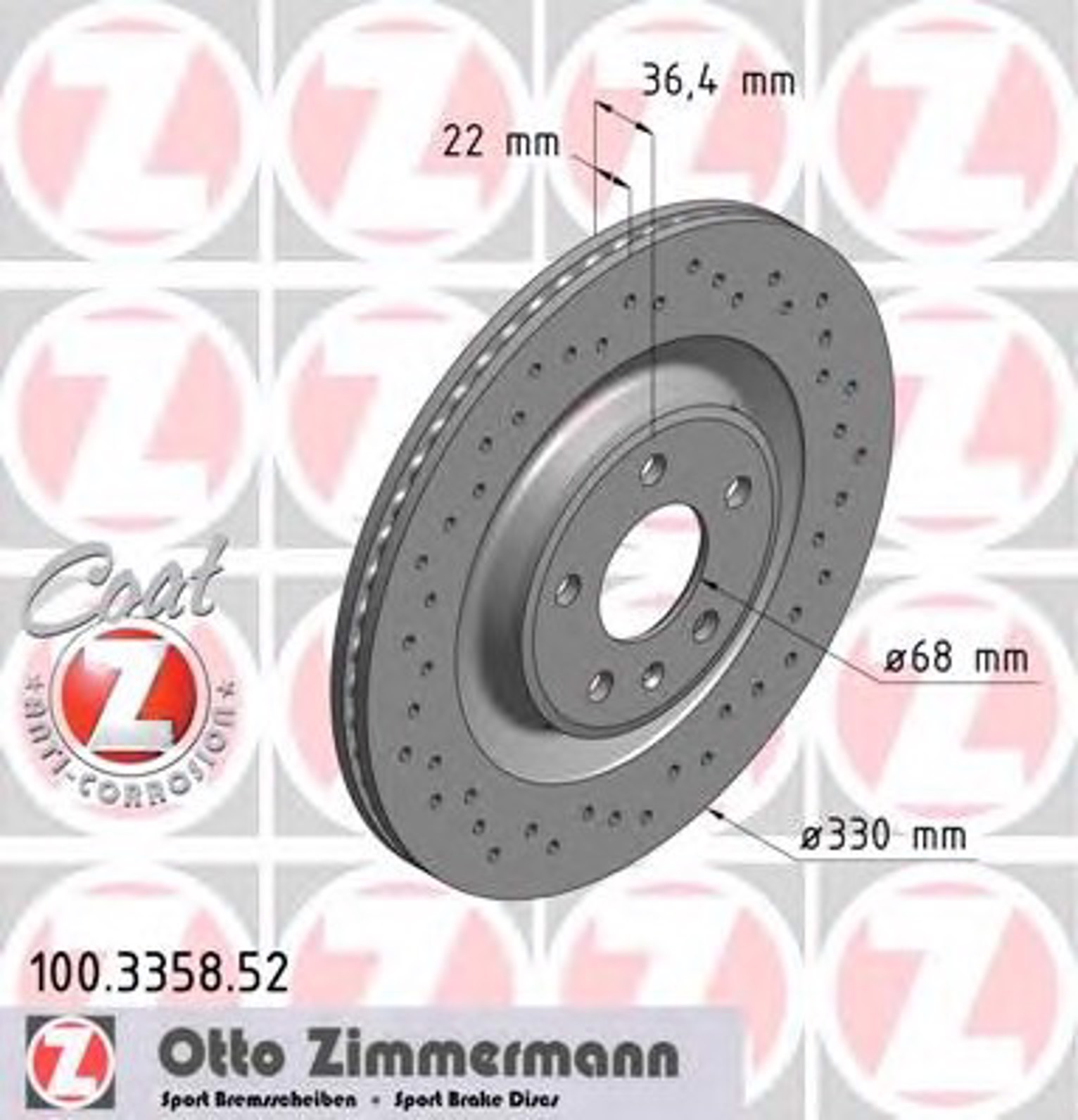 100.3358.52 ZIMMERMANN тормозные диски