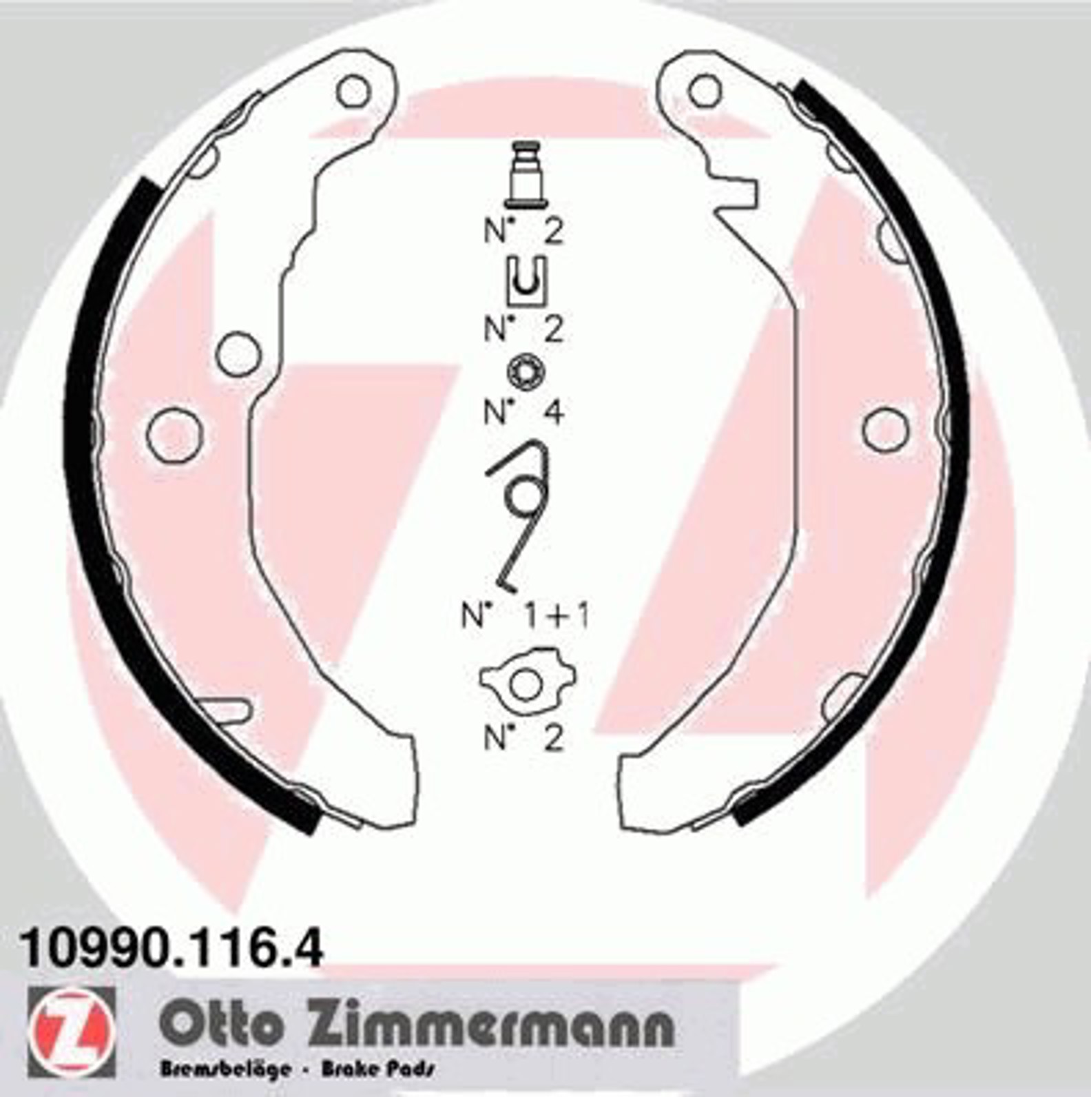 10990.116.4 ZIMMERMANN Колодки тормозные барабанные