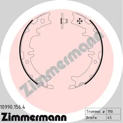 Колодки барабанные ручника задн. 190x45 ZIMMERMANN 10990.156.4