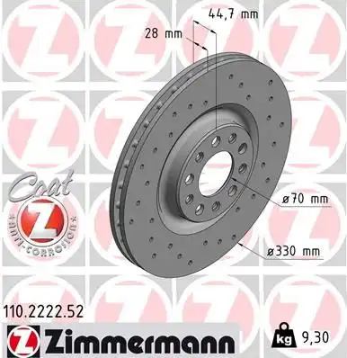 Диск тормозной ZIMMERMANN 110.2222.52