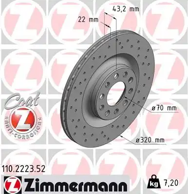 Диск тормозной ZIMMERMANN 110.2223.52