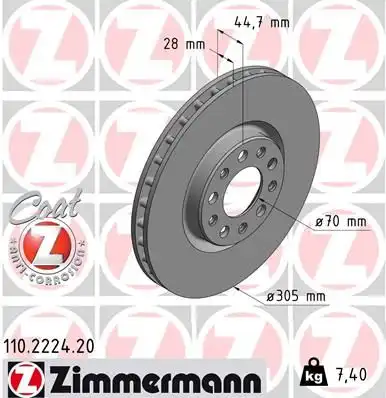 Диск тормозной ZIMMERMANN 110.2224.20