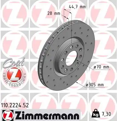 Диск тормозной ZIMMERMANN 110.2224.52
