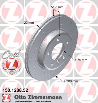 150.1288.52 ZIMMERMANN Тормозные диски