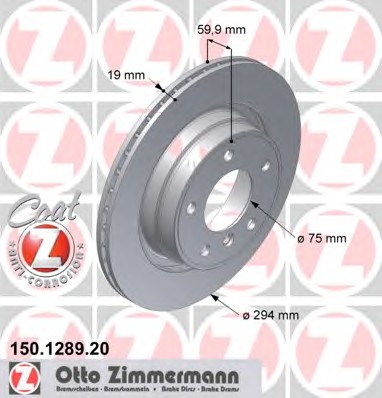 150.1289.20 ZIMMERMANN Тормозные диски