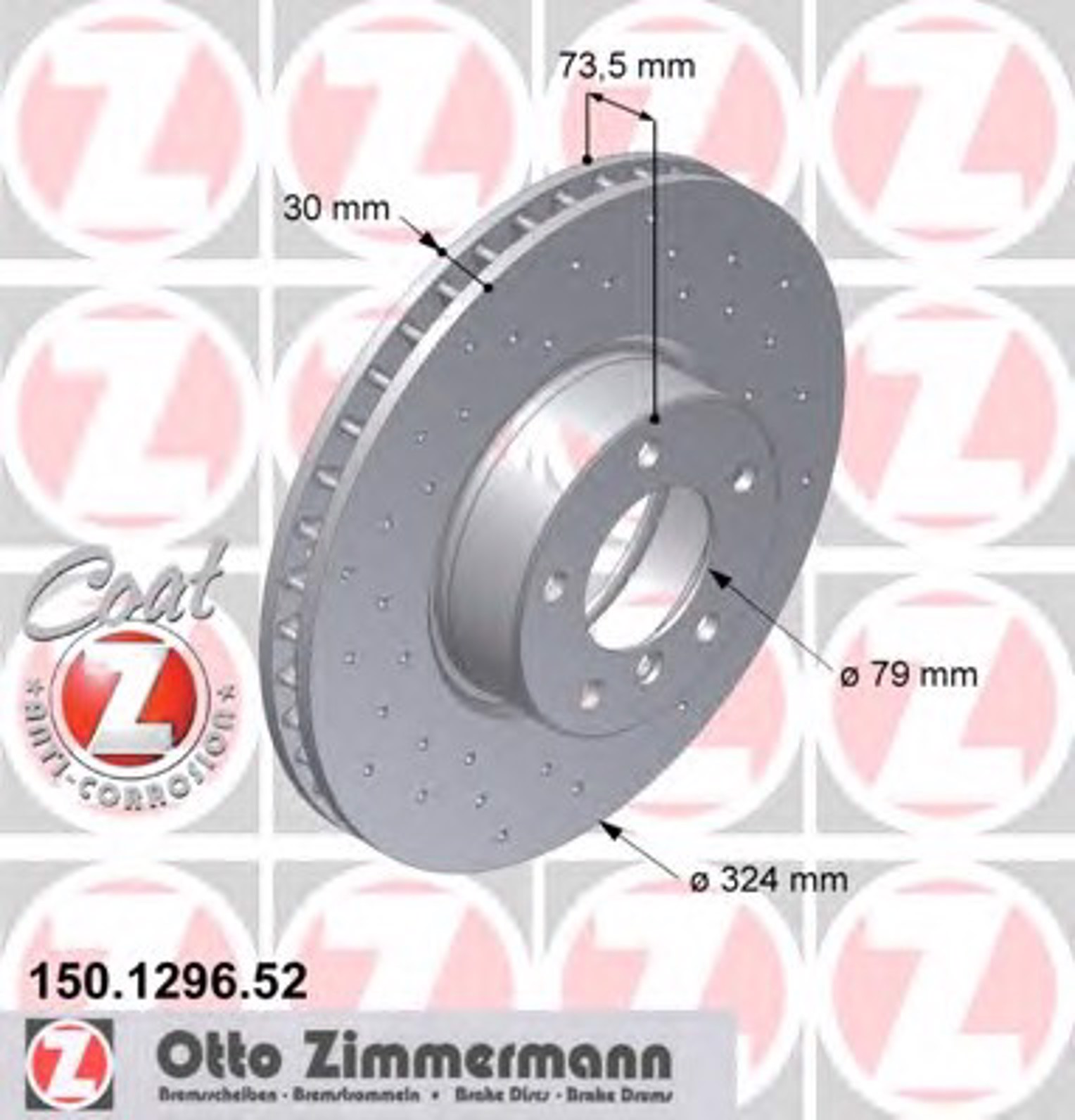 150.1296.52 ZIMMERMANN тормозные диски