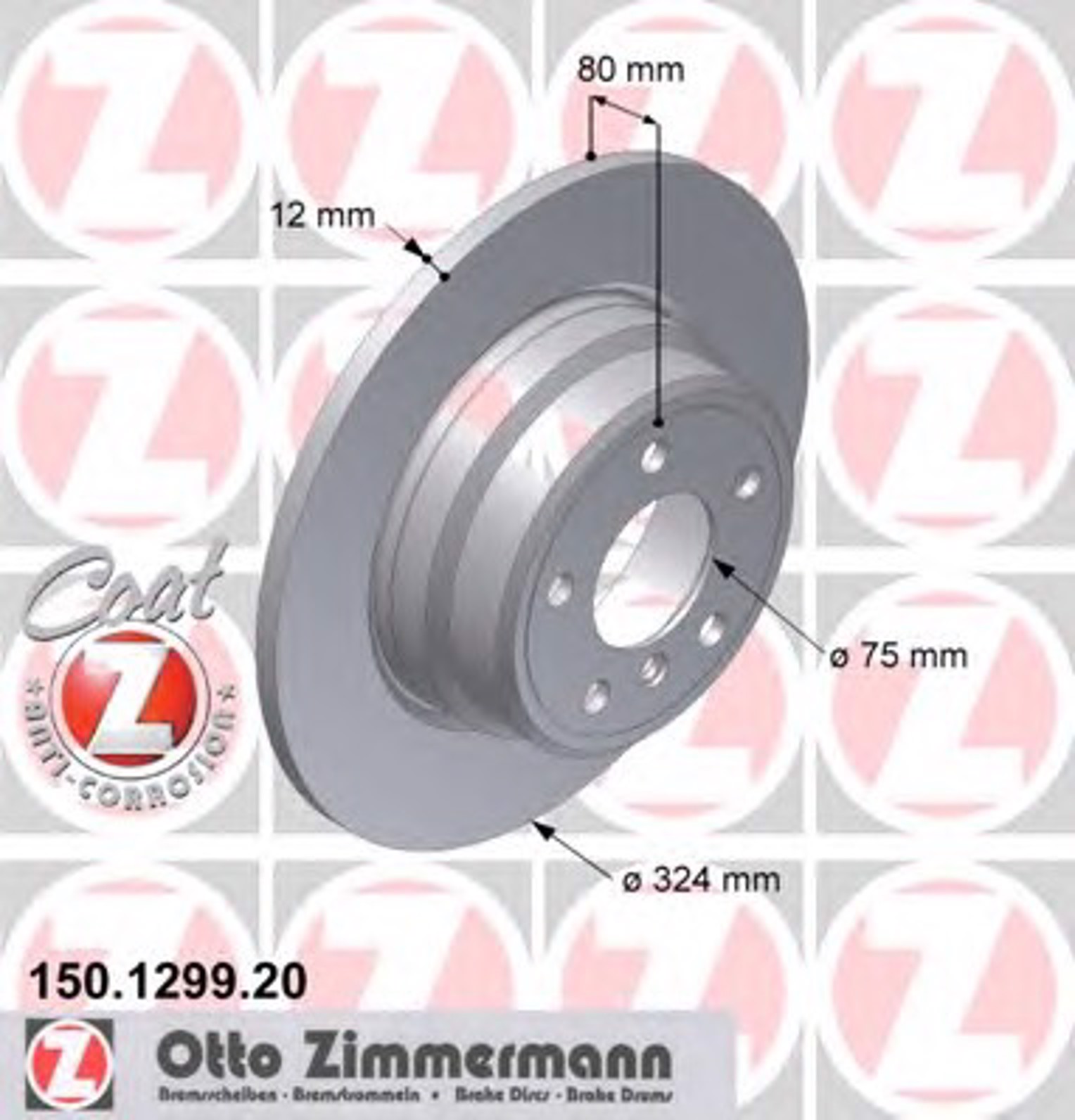 150.1299.20 ZIMMERMANN тормозные диски