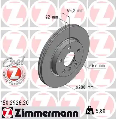 Тормозные диски ZIMMERMANN 150.2926.20