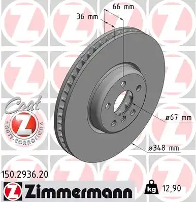 150.2936.20 ZIMMERMANN тормозные диски