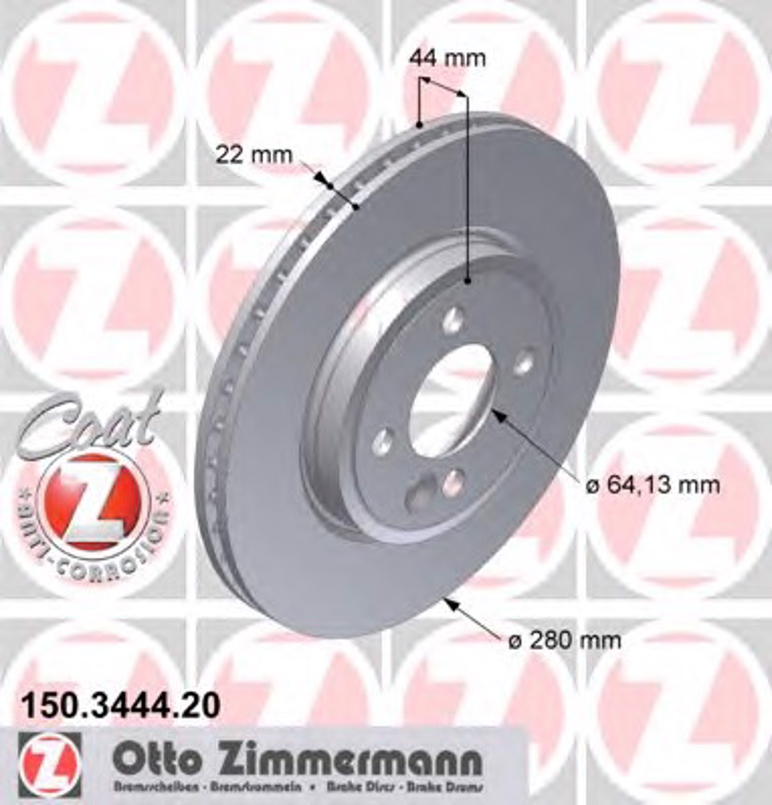 150.3444.20 ZIMMERMANN тормозные диски