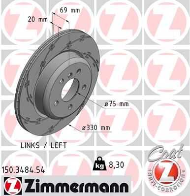 150.3484.54 ZIMMERMANN ДИСК ТОРМ BMW 5 F10/F11 ЗАД ЛЕВ BLACK Z 330X20