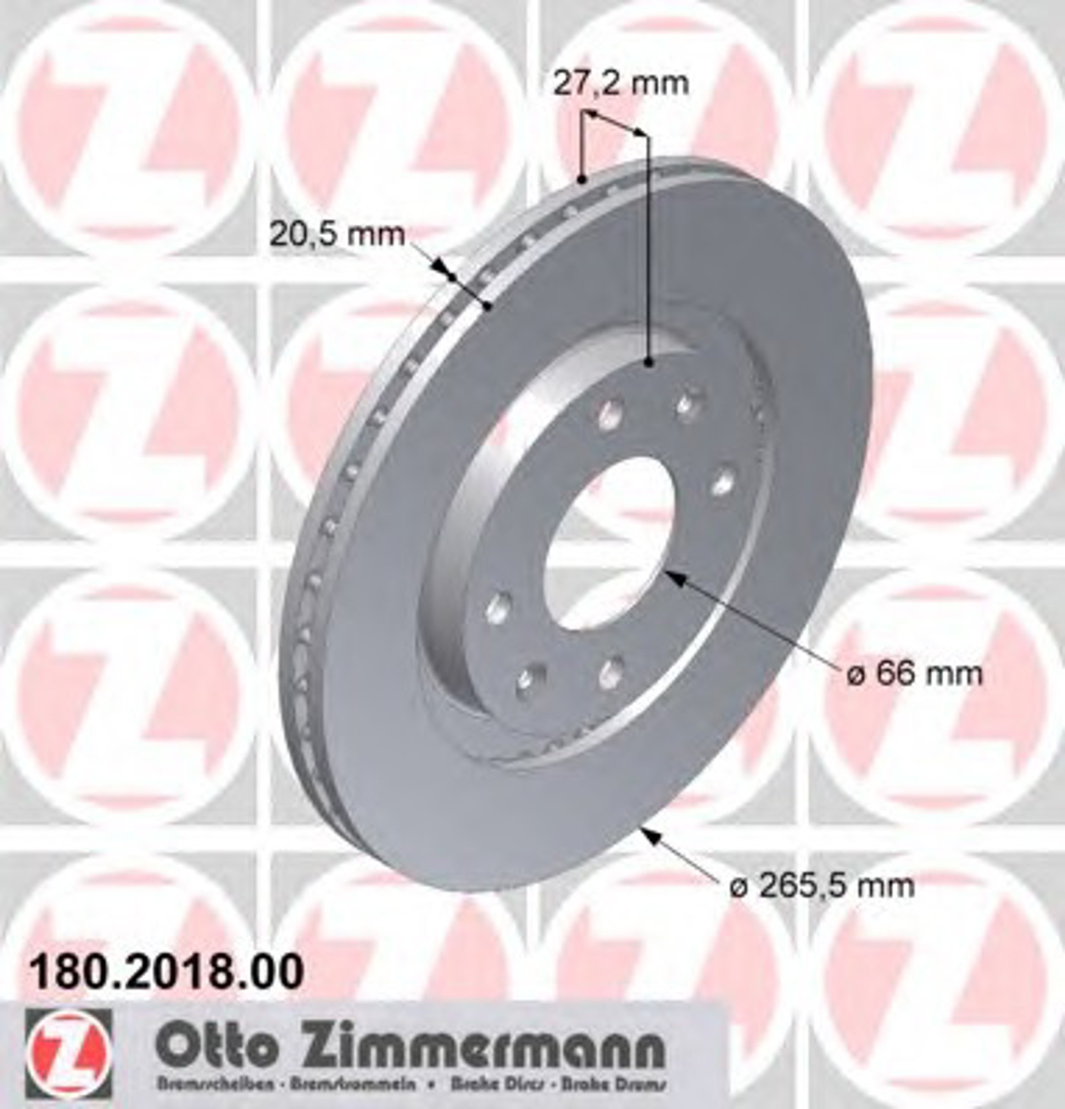 180.2018.00 ZIMMERMANN Диск тормозной