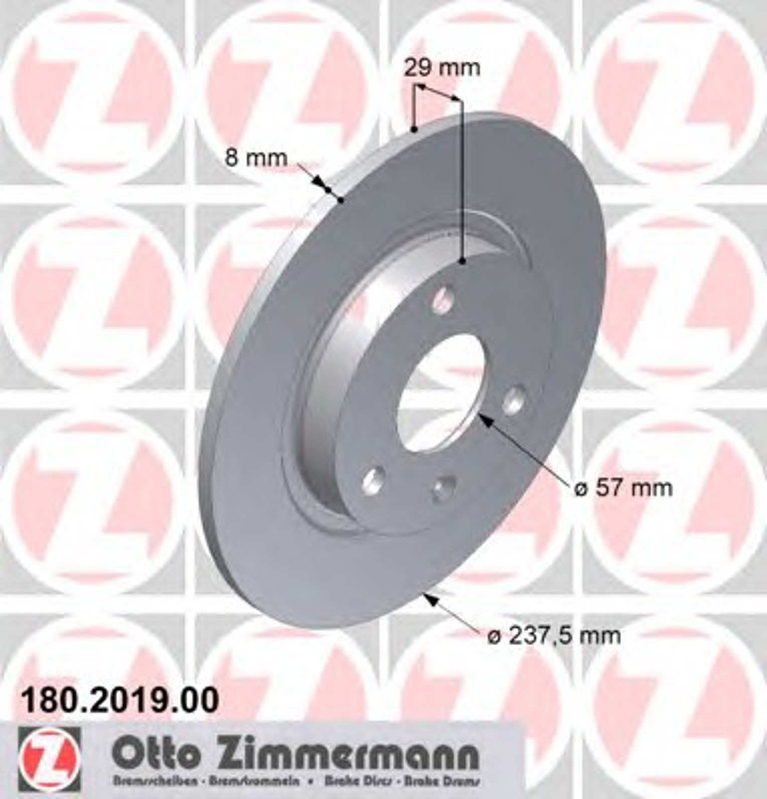 180.2019.00 ZIMMERMANN Диск тормозной