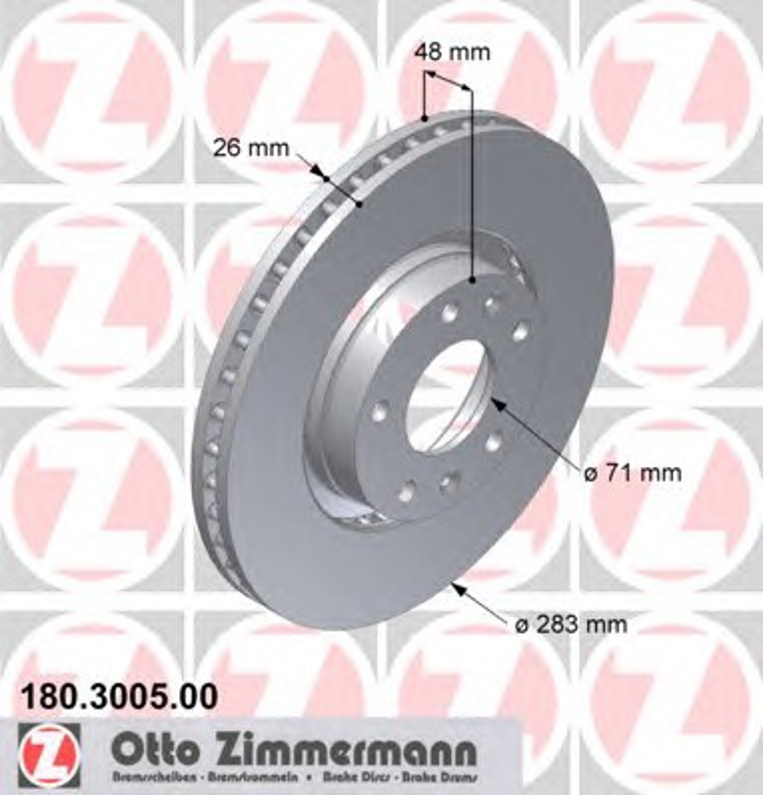 180.3005.00 ZIMMERMANN Диск тормозной