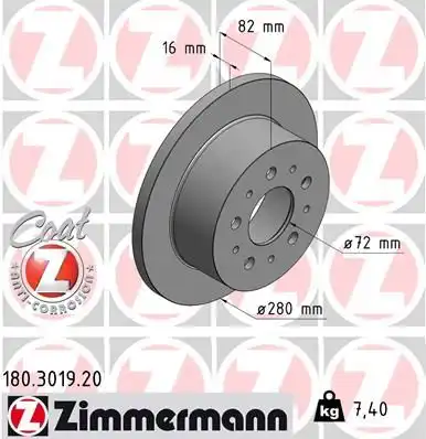 180.3019.20 ZIMMERMANN тормозные диски