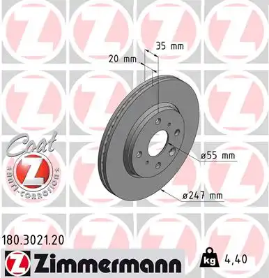 Тормозные диски ZIMMERMANN 180.3021.20